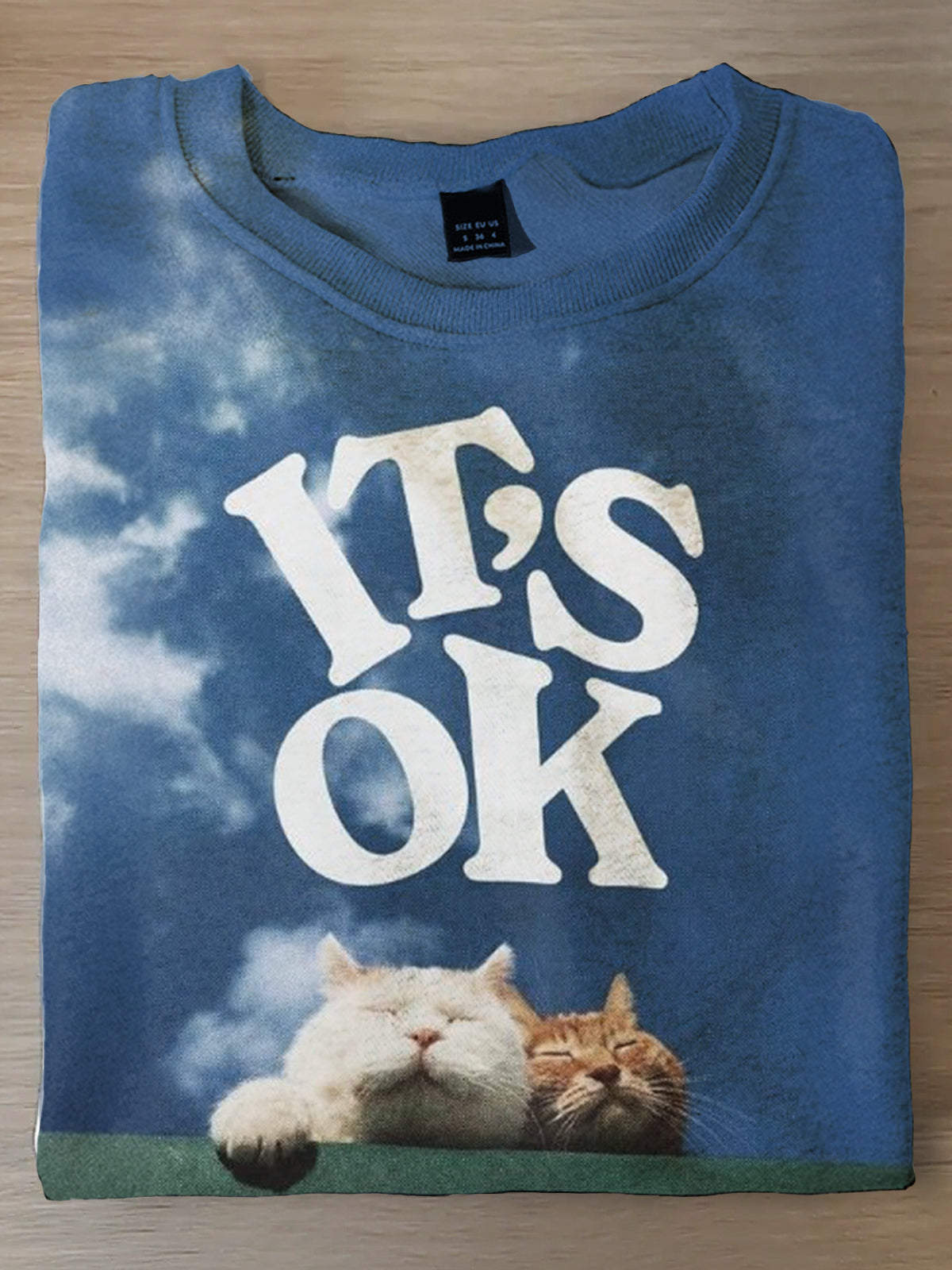 It's Ok Lazy Cat Funny Print Long Sleeve Top