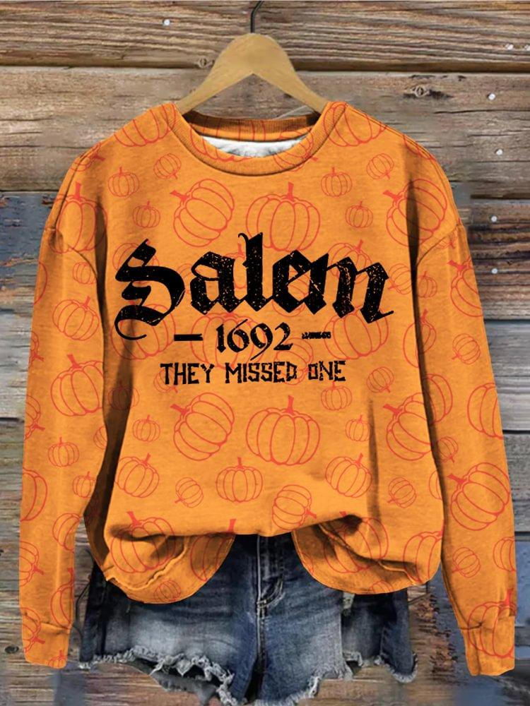 Salem 1692 They Missed One Witch Pumpkin Print Top