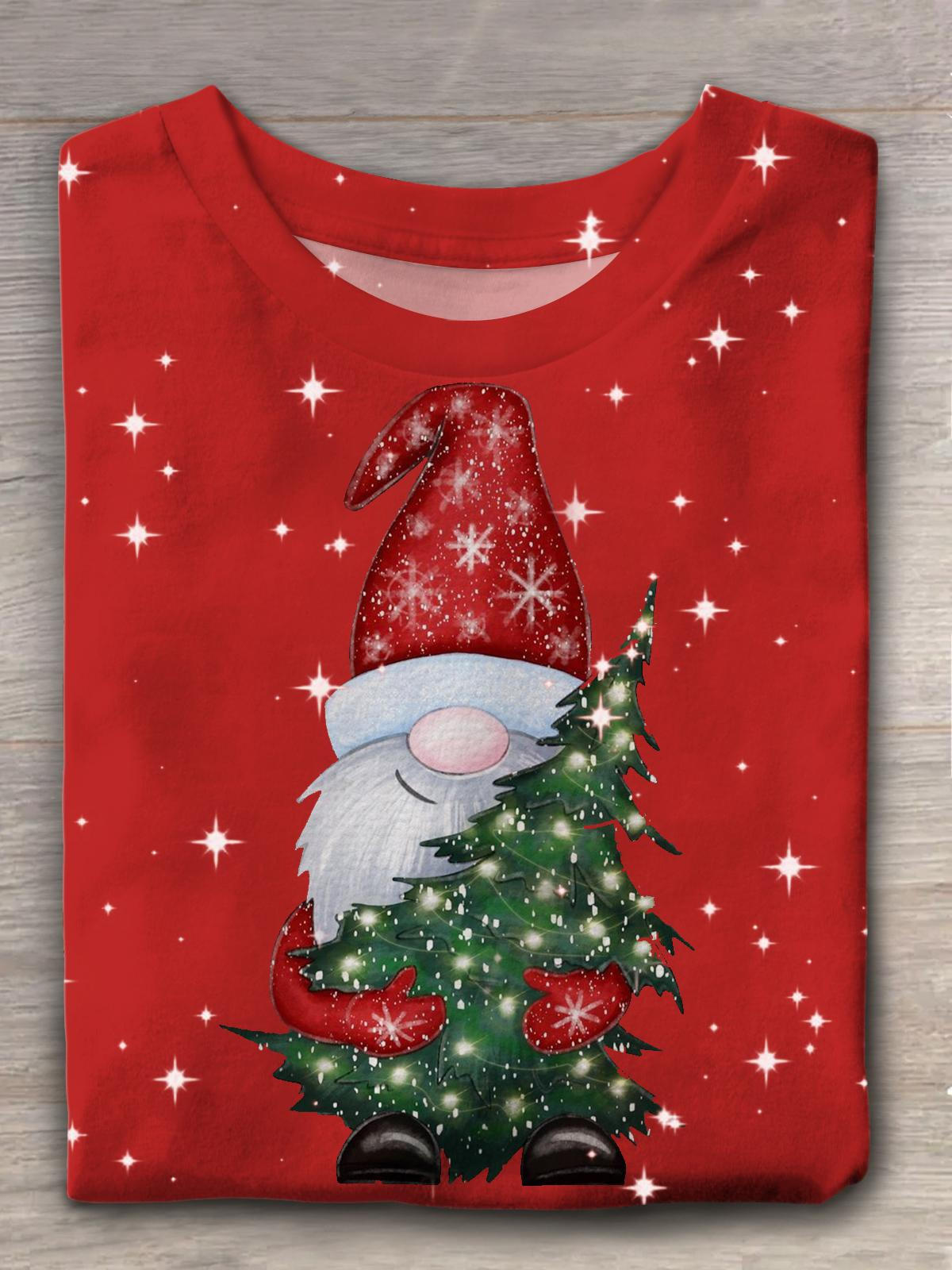 Funny Gnomes Christmas Tree Crew Neck T-shirt