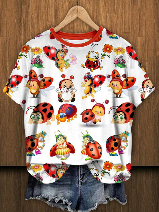 Cute Ladybug Crew Neck T-shirt