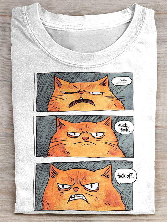 Funny Cat Art Print Casual Short Sleeve T-shirt