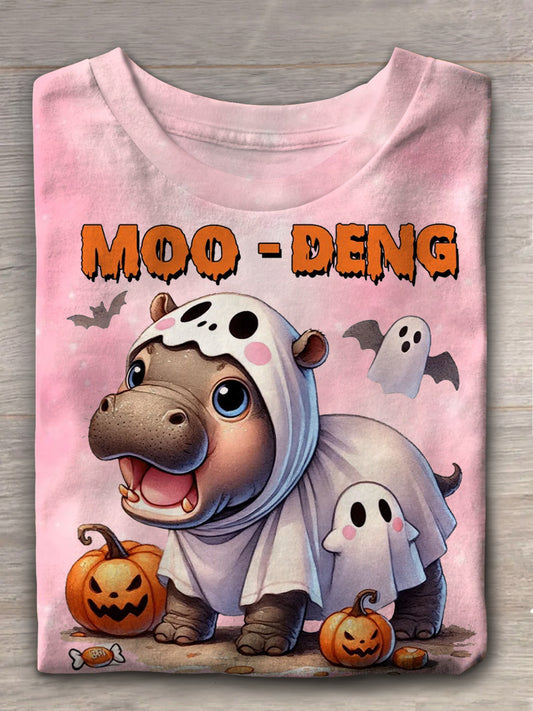 Moo Deng Halloween Crew Neck T-shirt