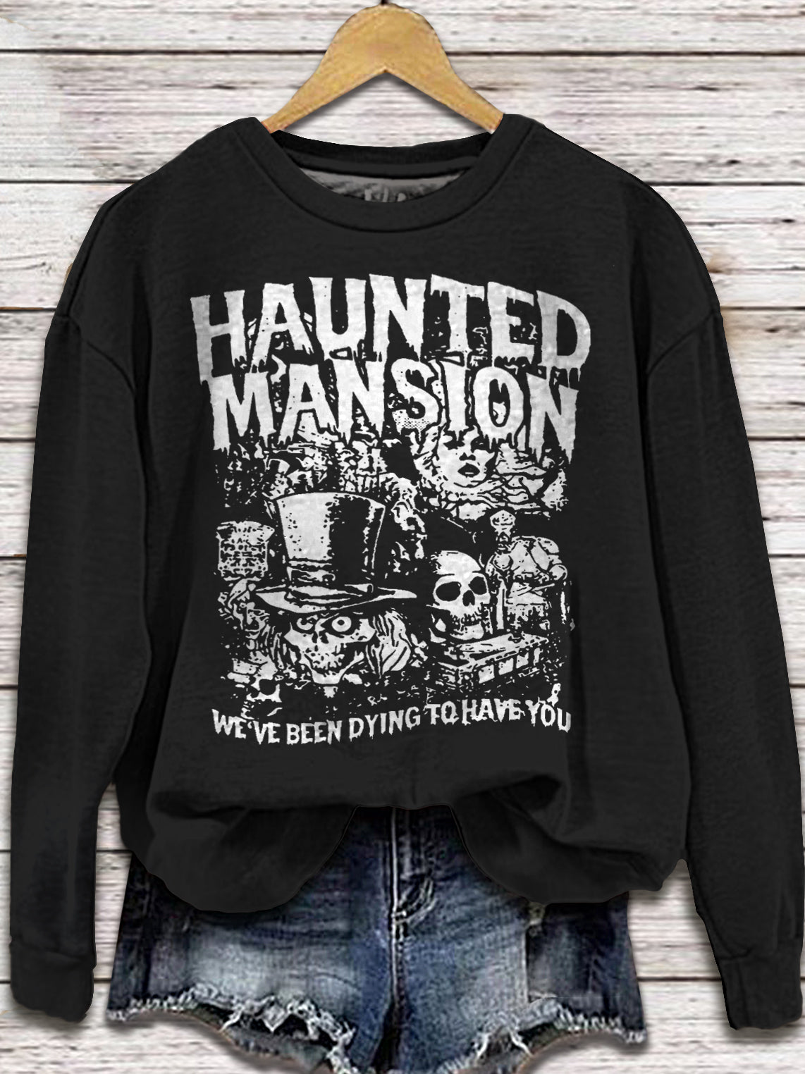 Women's Halloween Haunted House Long Sleeve Casual Top