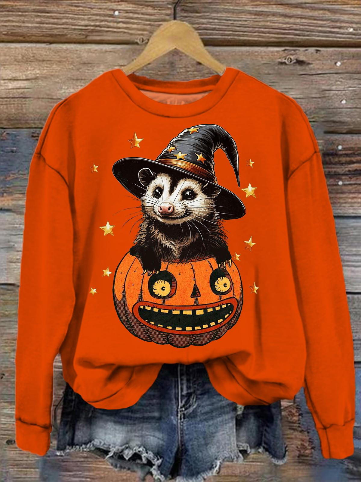 Women's Halloween Retro Fun Print Long Sleeve Top