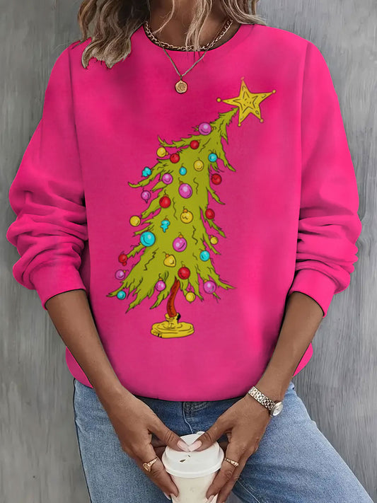 Funny Christmas Tree Long Sleeve Casual Top