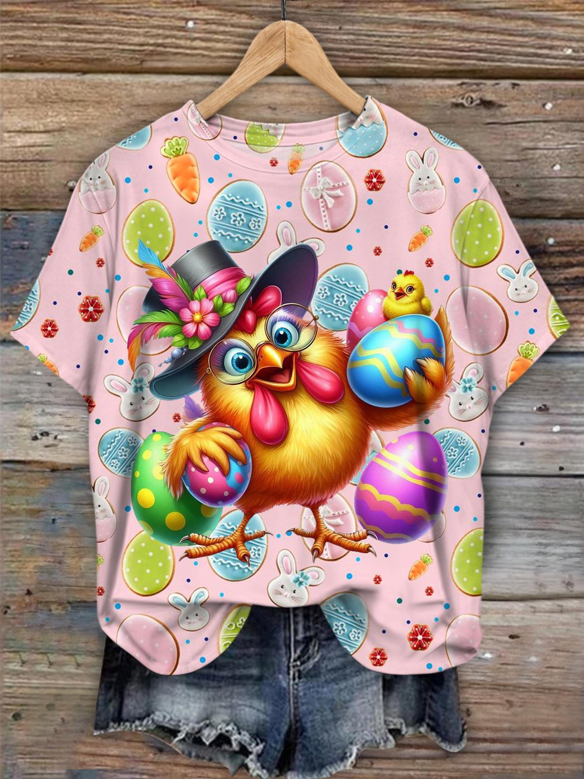 Easter Chicken Eggs Crew Neck T-shirt