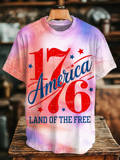 1776 America Land of the Free Crew Neck T-shirt