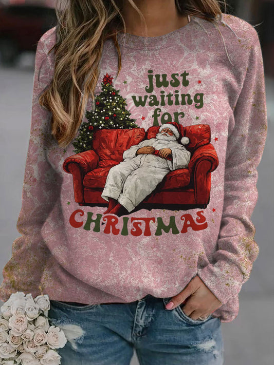 Just Waiting For Christmas Long Sleeve Casual Top