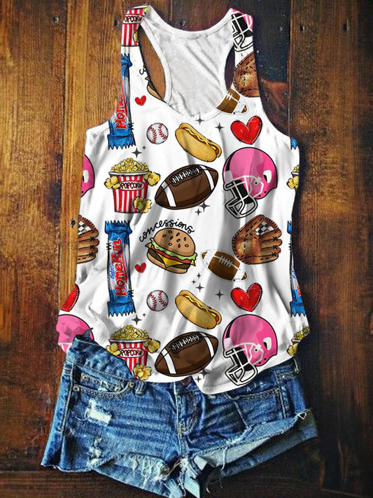 Football Props Burger Popcorn Illustration Fun Print Vest