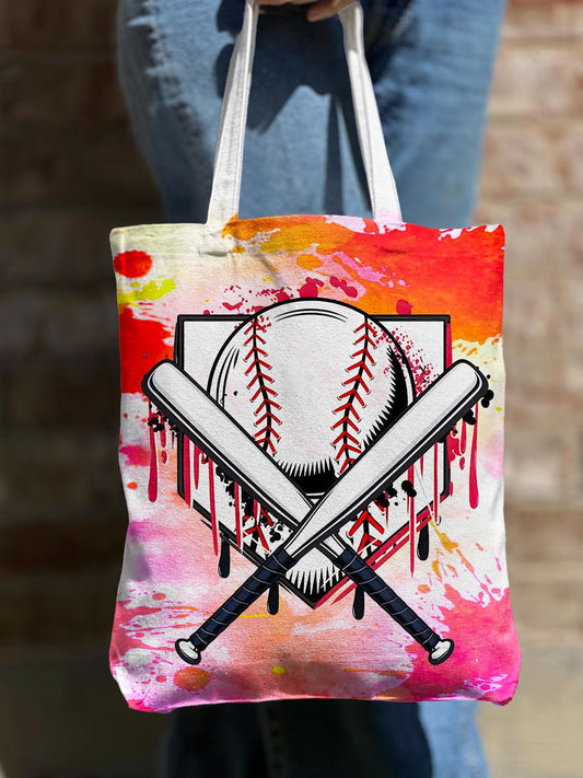 Game Day Baseball Shoulder Zipper Canvas Bag