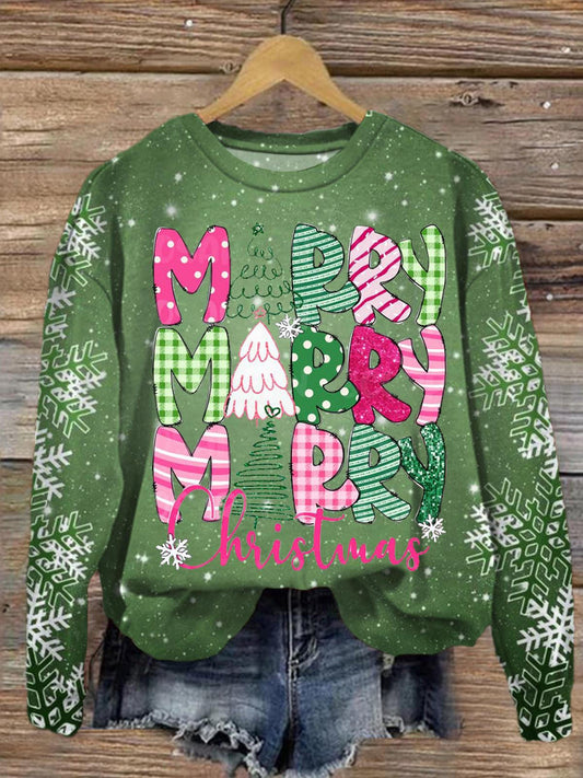 Women's Merry Christmas Crew Neck Casual Sweatshirt