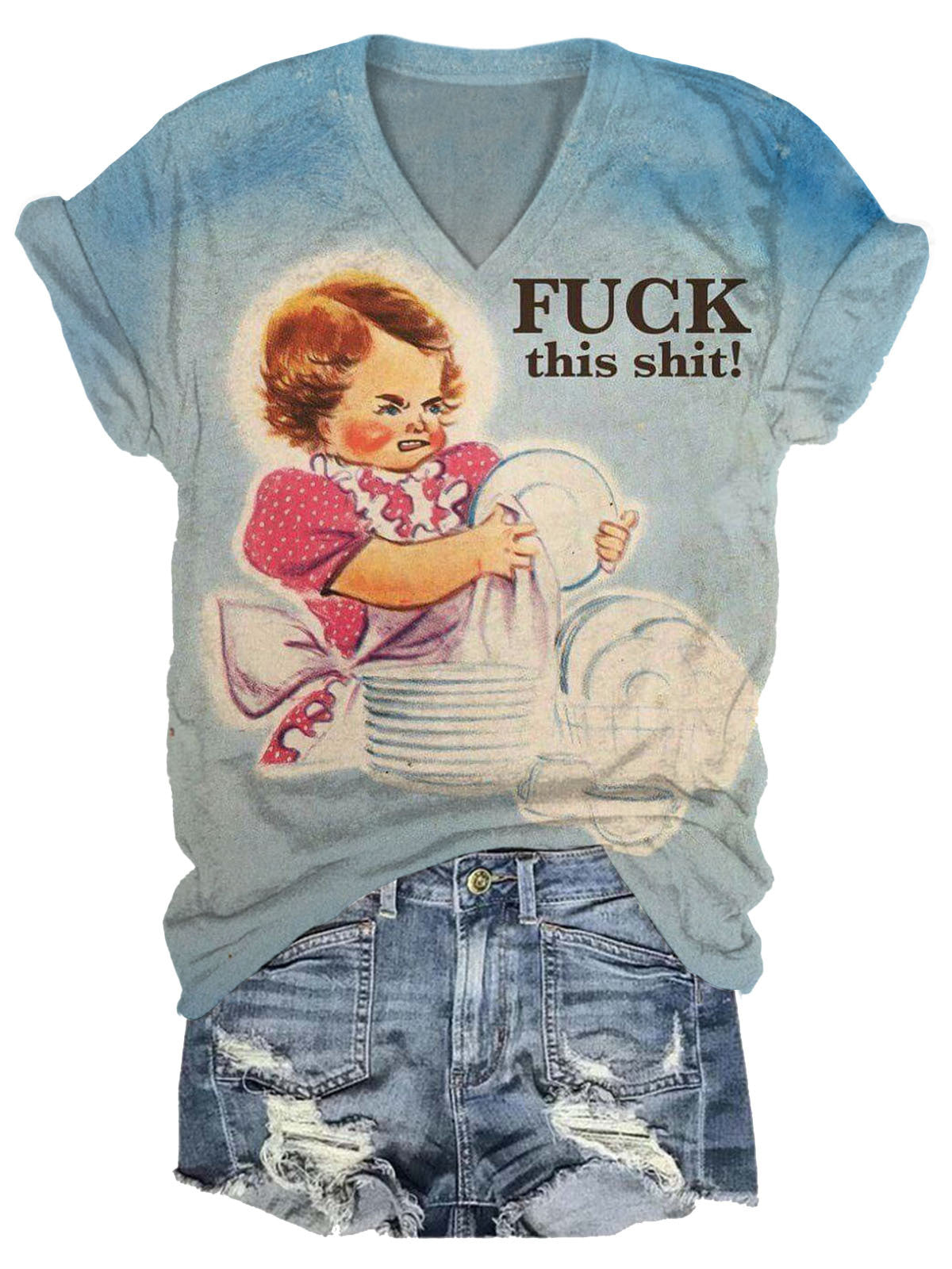 Fuck This Shit Prohibits Child Labor Humor Vintage Print T-shirt