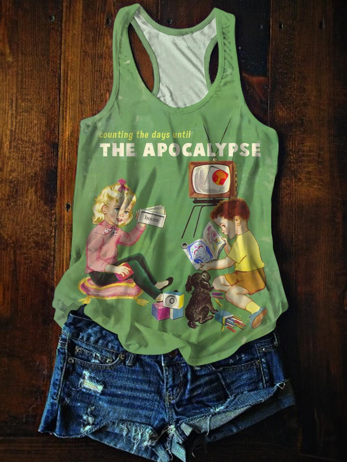 Counting The Days Until The Apocalypse Printed Casual Tank Top