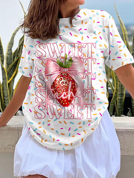 Coquettish Aesthetic Strawberry Crew Neck T-shirt