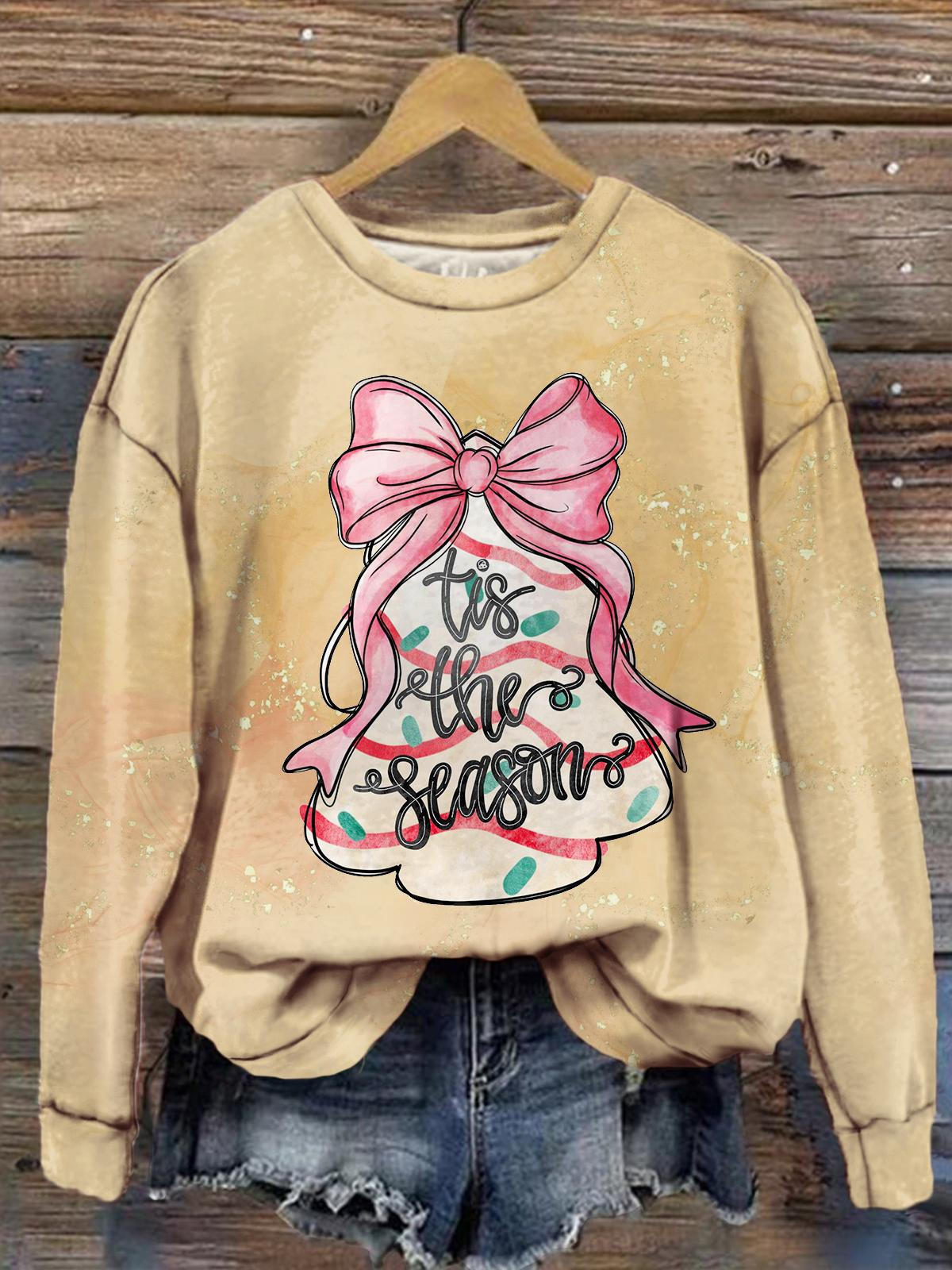 Tis The Season Bow Print Long Sleeve Top