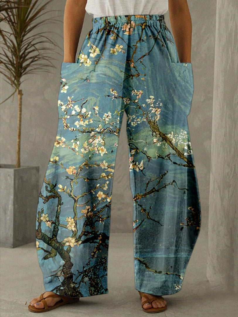 Women's Retro Plants And Flowers Print Casual Pants