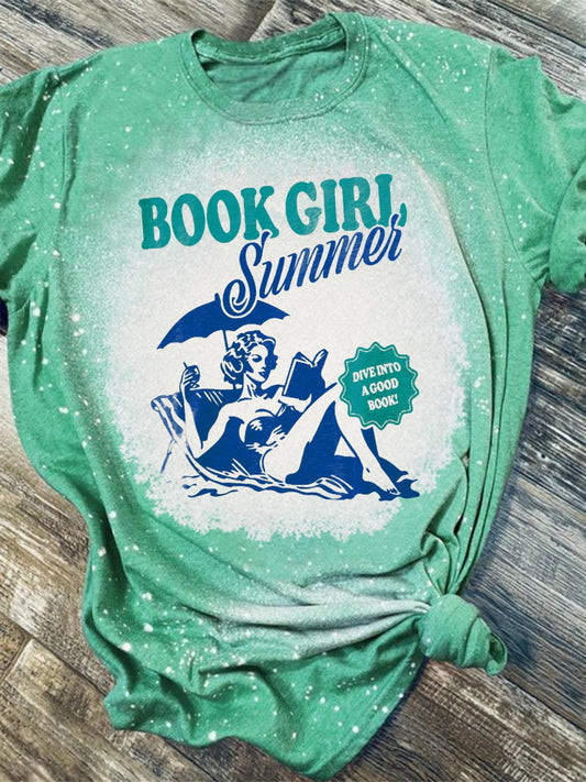 Book Girl Summer Tie Dye Crew Neck T-shirt