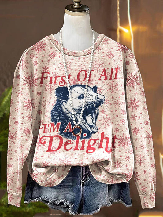 Women's Fun Possum Printed Long Sleeve Casual Top