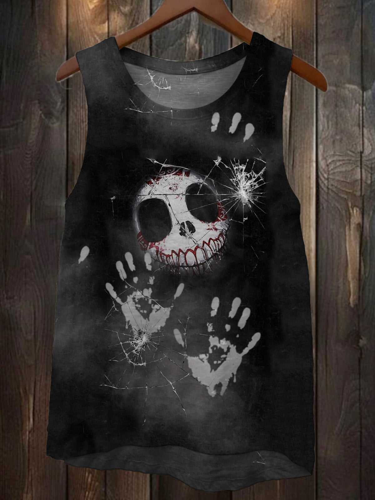 Day of the Dead Dark Mask Print Tank Top