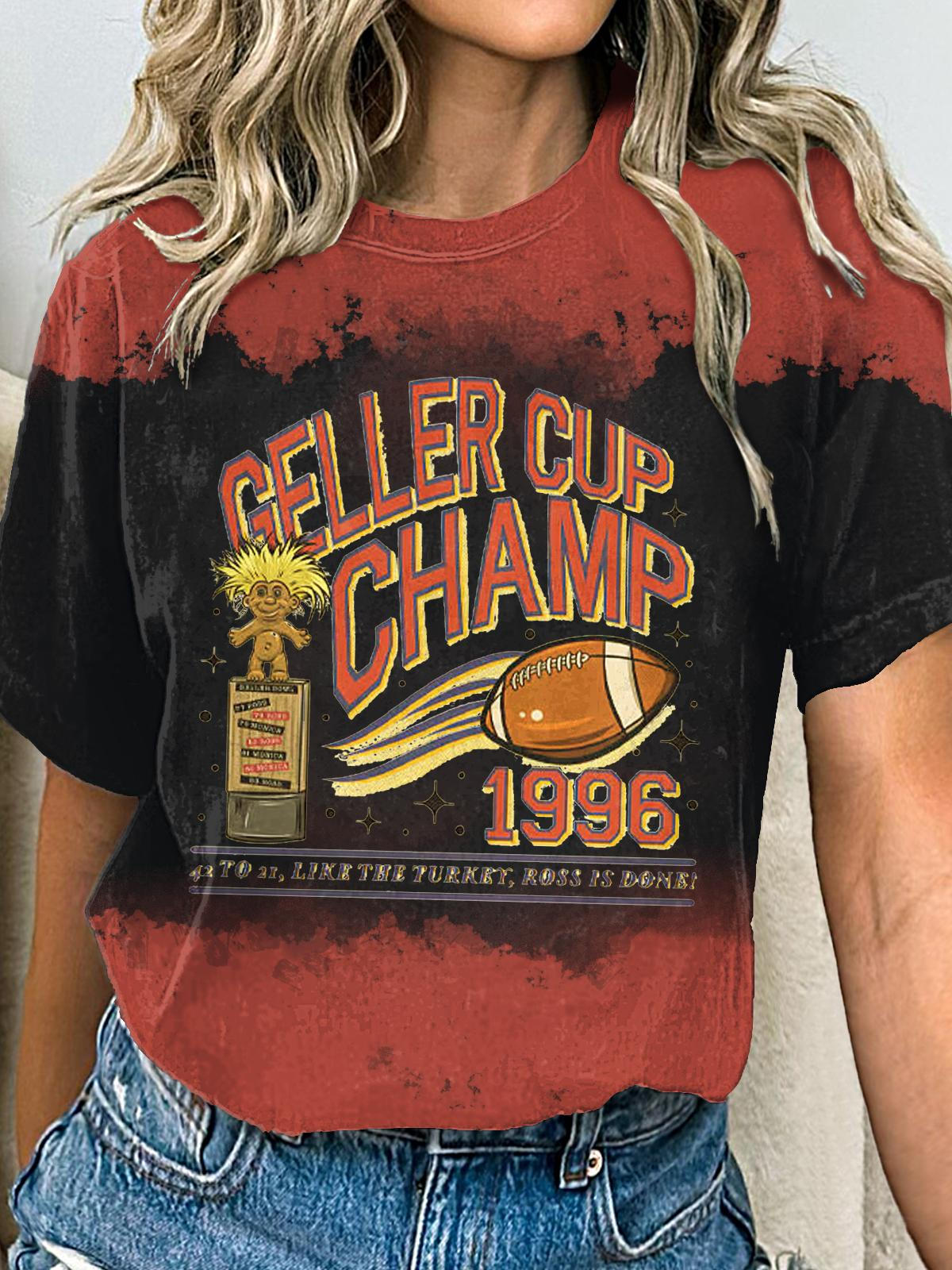 Gaeller Cup Champion Thanksgiving Printed Crew Neck T-shirt