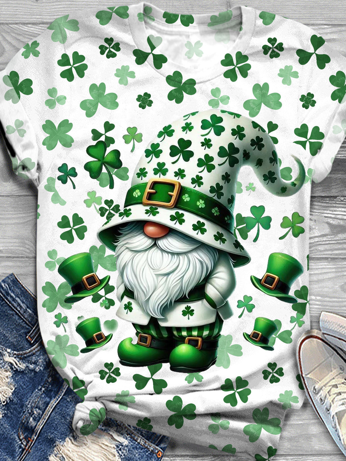 St. Patrick Day Gnome Crew Neck T-shirt