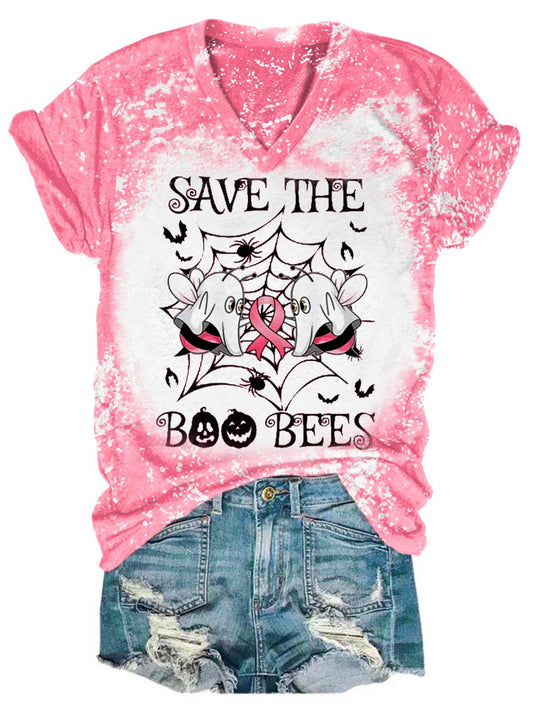 Save The Boo Bees V-Neck Short Sleeve T-Shirt