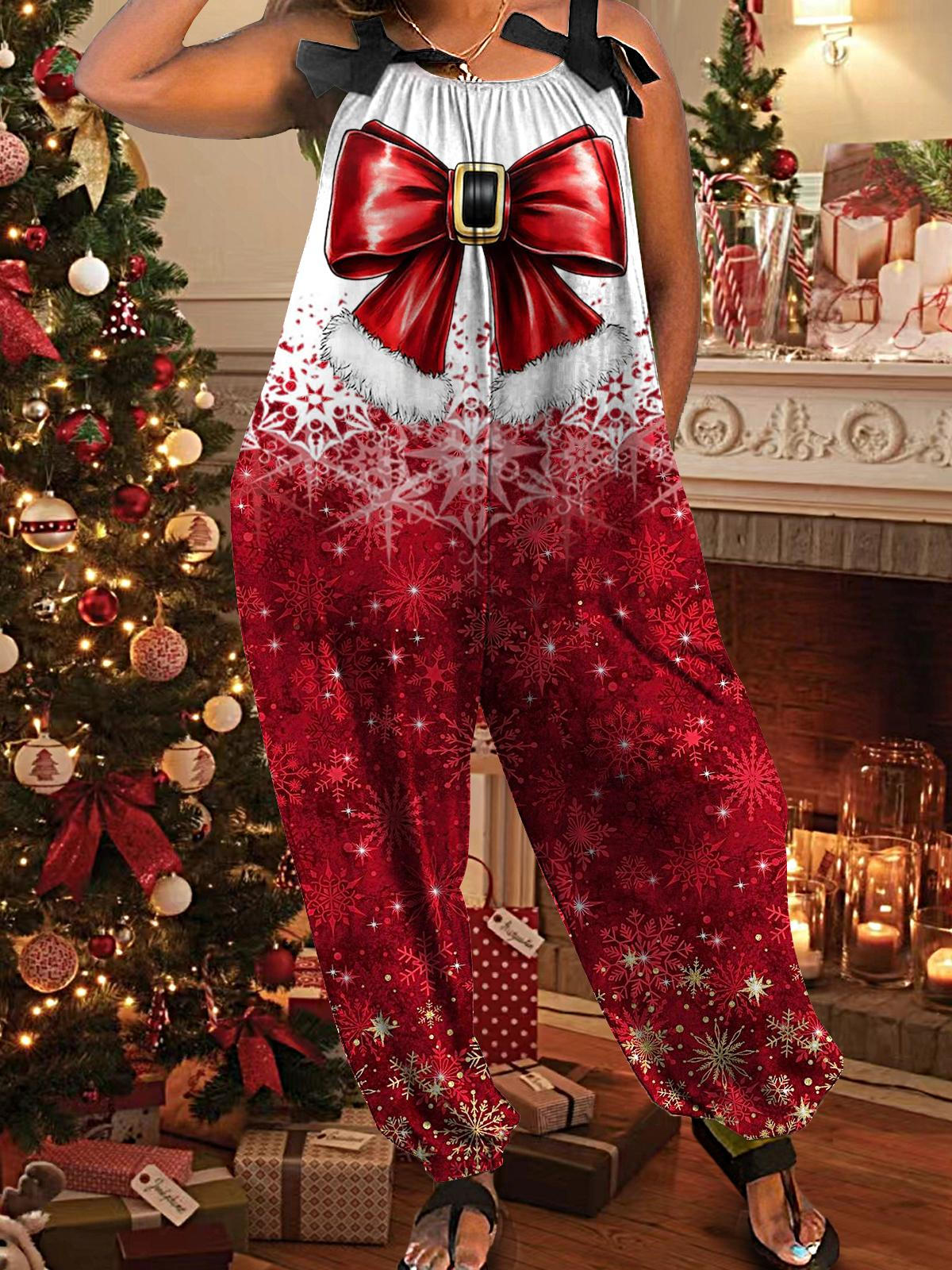 Women's Christmas Santa Bow Jumpsuit