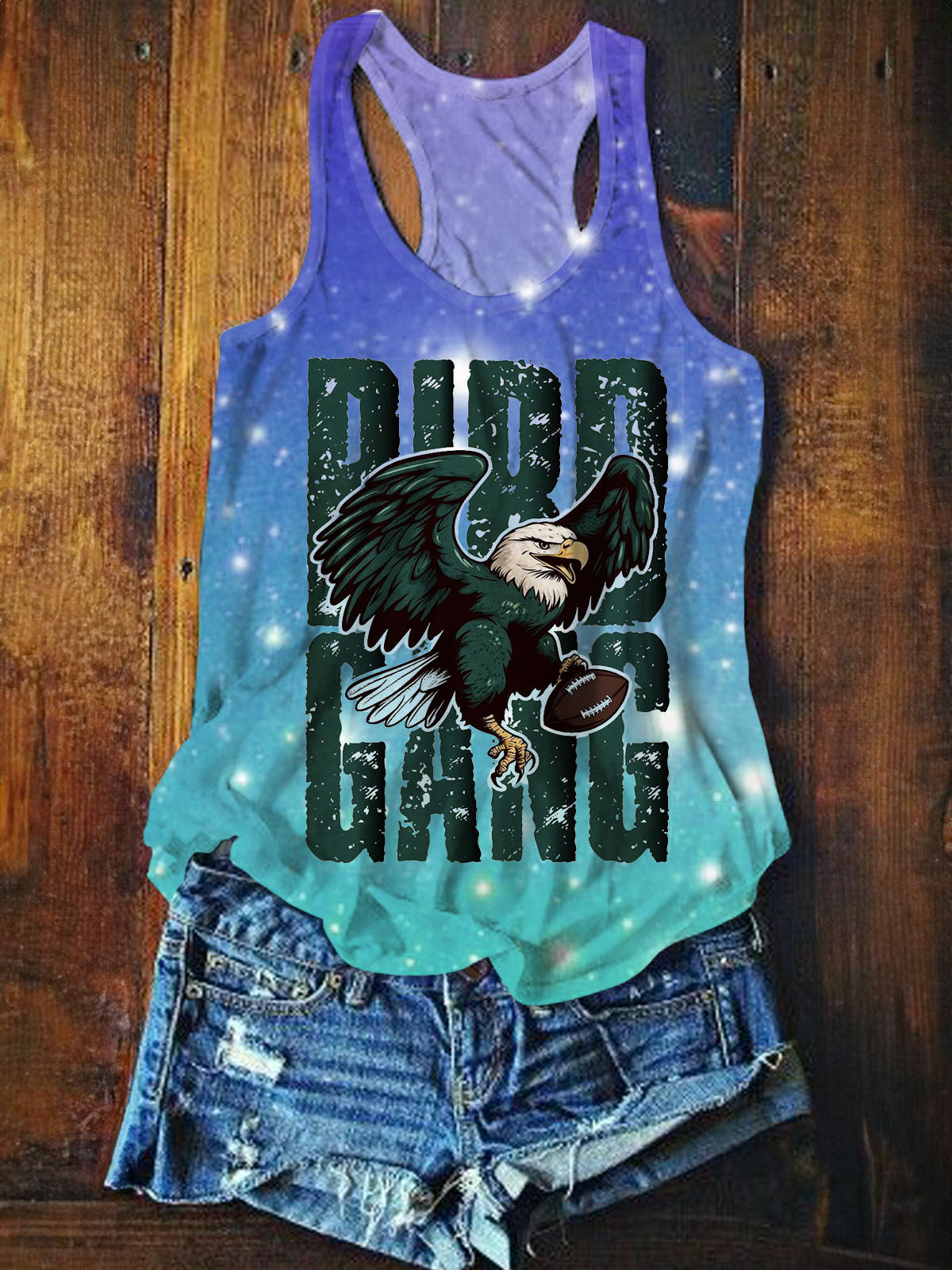 Bird Gang Football Gradient Print Casual Vest