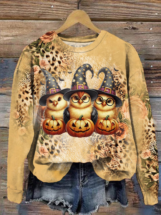 Women's Halloween Chick Funny Vintage Print Long Sleeve Top