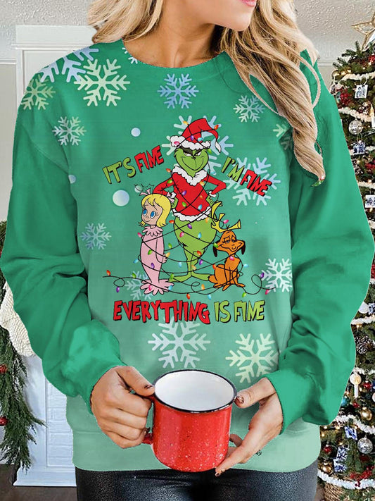 Women's Vintage Christmas Friends Day Movie Printed Long Sleeve Casual Top