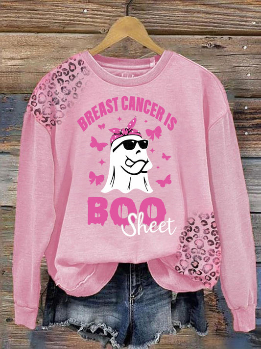 Women's Breast Cancer Boo Sheet Long Sleeve Top