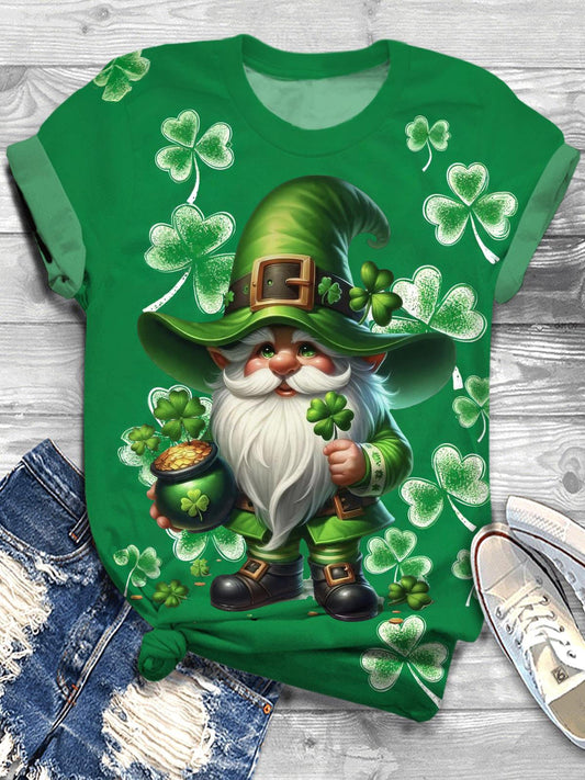 St. Patrick's Day Gnome Printed T-shirt