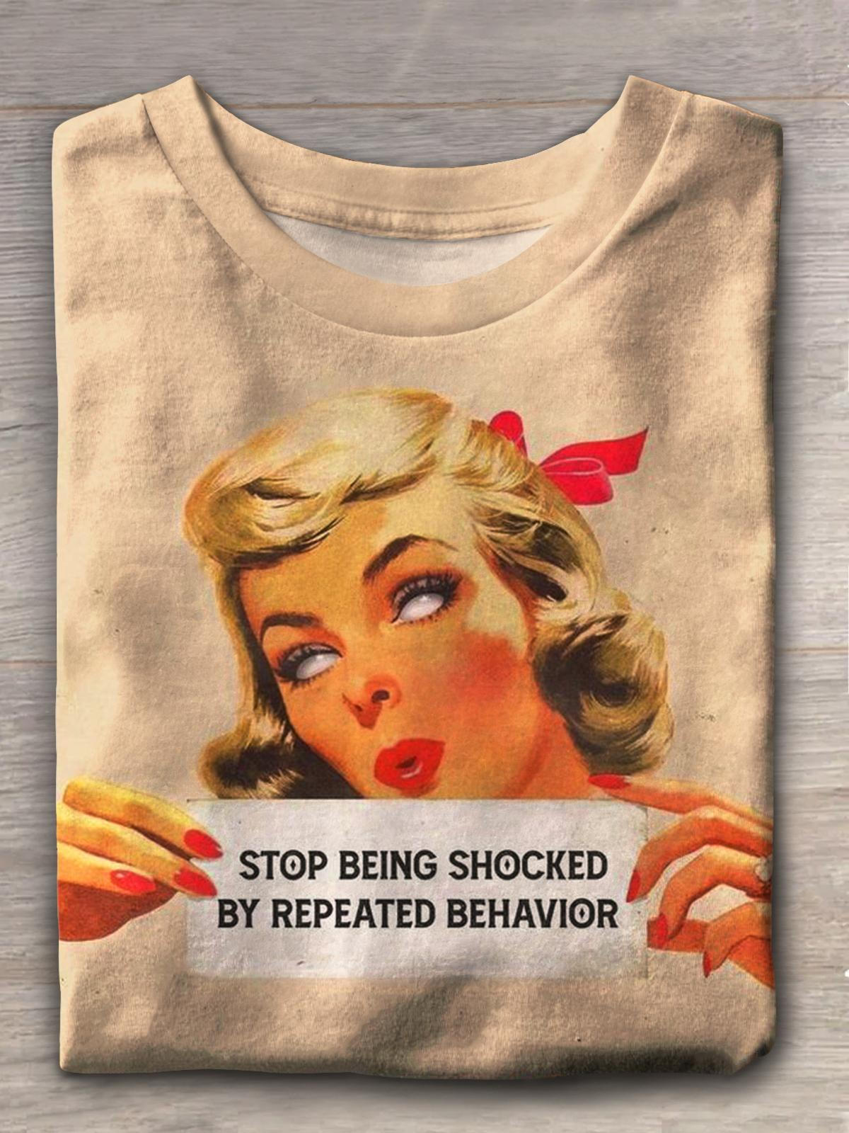 Vintage Stop Being Shocked Crew Neck T-shirt