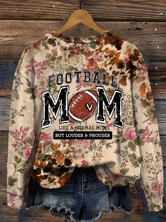 Women's Mom Football Floral Vintage Print Long Sleeve Top