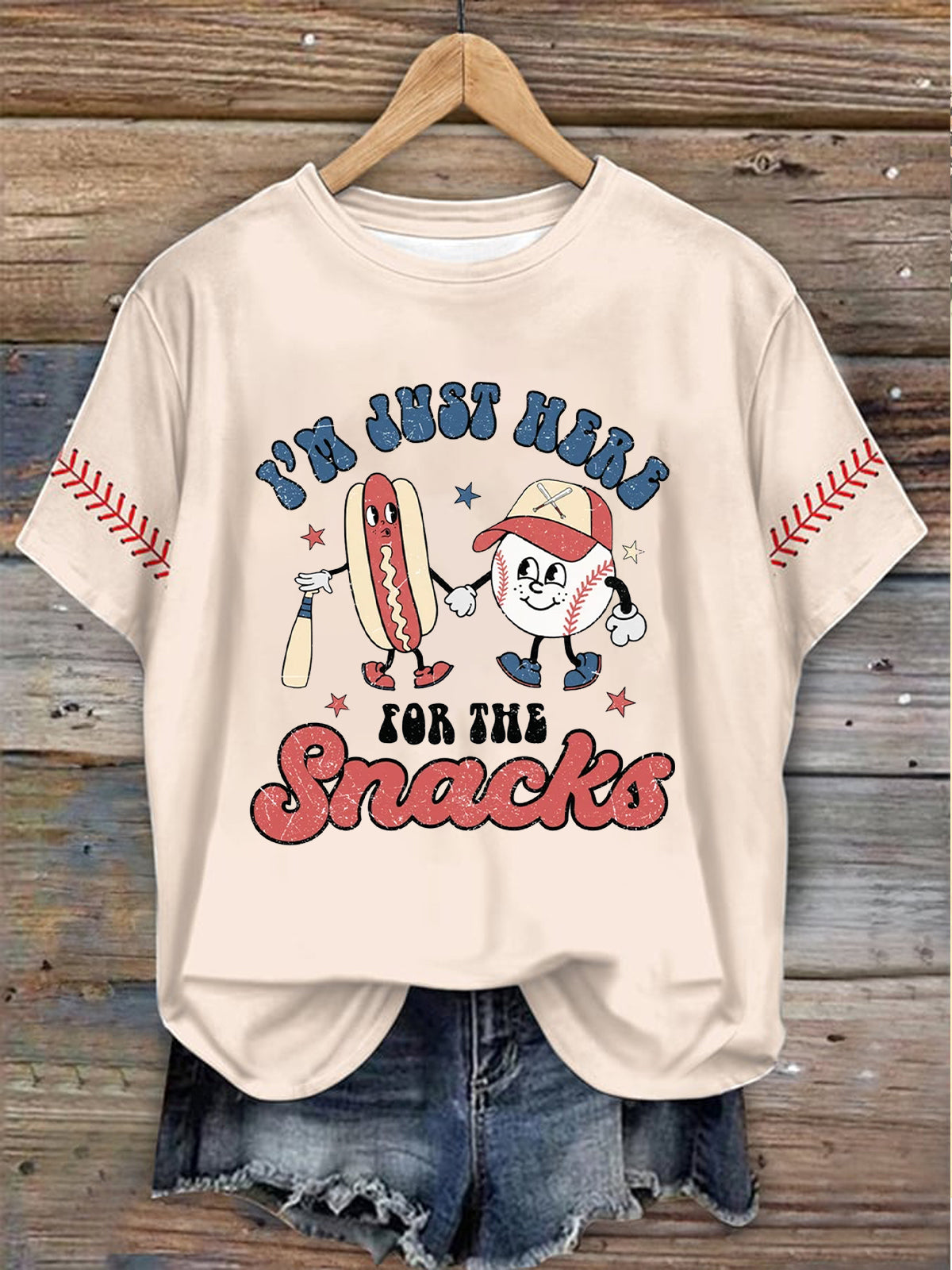 Cute Baseball Season Crew Neck T-shirt