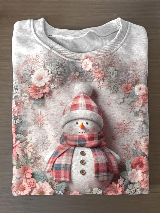 Women's Cute Snowman Printed Long Sleeve Casual Top