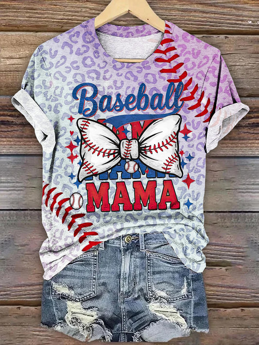 Baseball Mama Bow Fan Sexy Vintage Print T-shirt