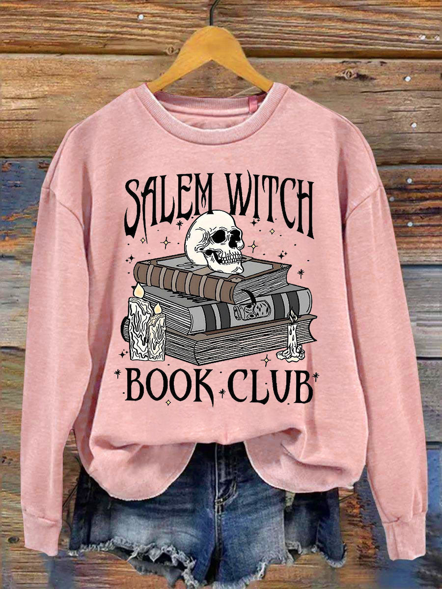 Women's Salem Witch Book Club Round Neck Long Sleeve Top