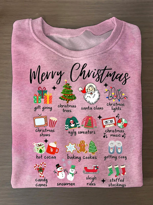 Women's Retro Christmas Printed Long Sleeve Casual Top