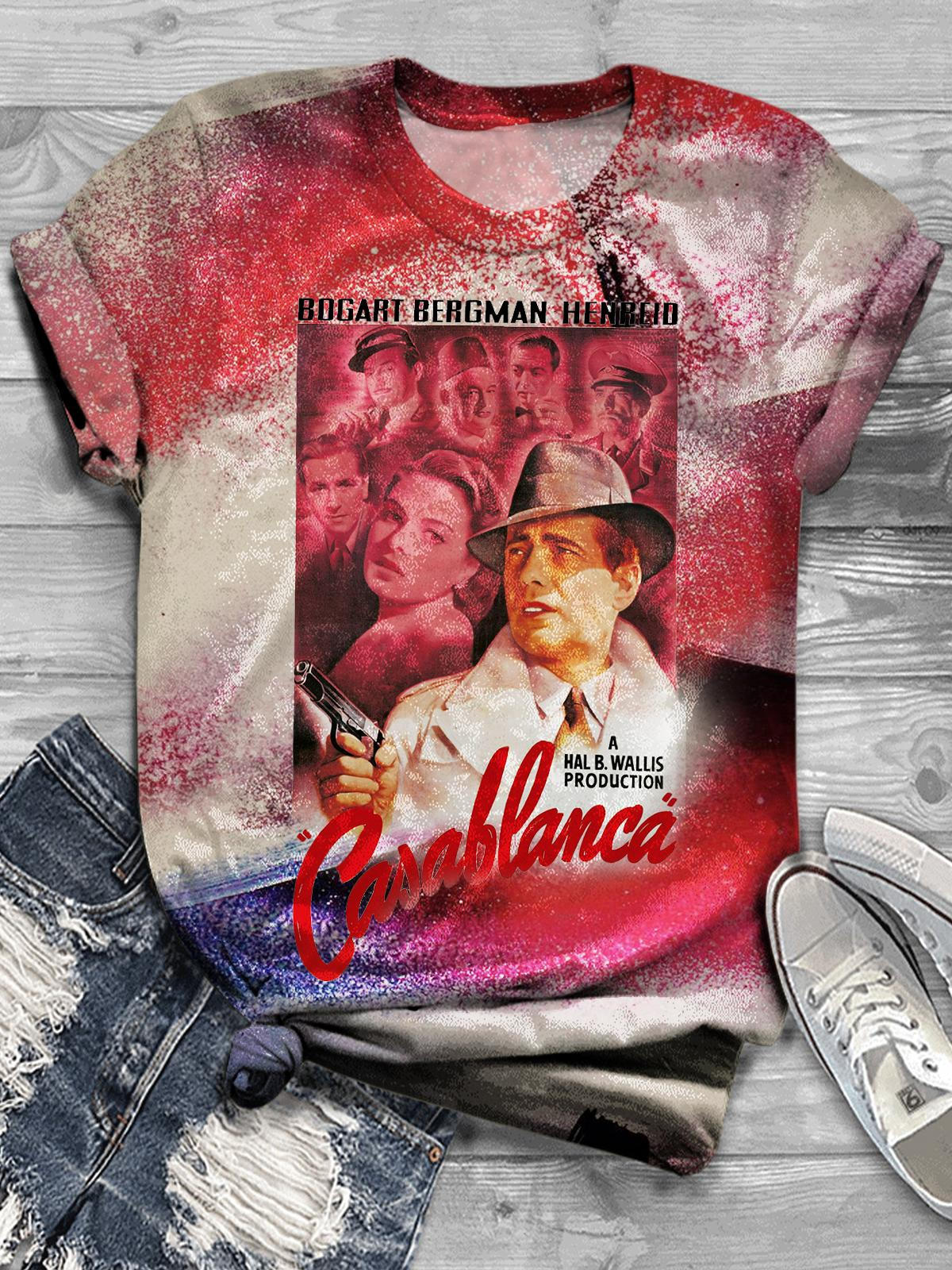 Bogart Bergman Henreid TV Fans Fun Print T-Shirt