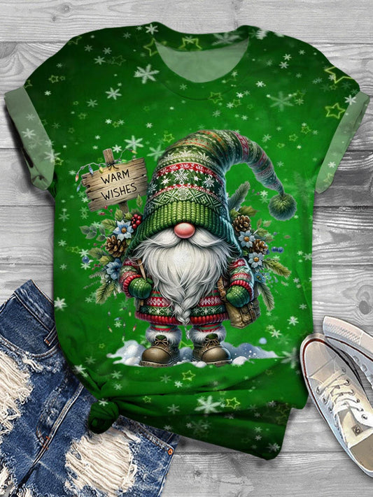 Christmas Gnome Crew Crew Neck T-shirt