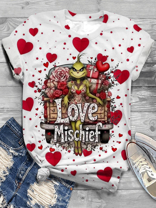 Love Mischief Hearts Valentine Crew Neck T-shirt