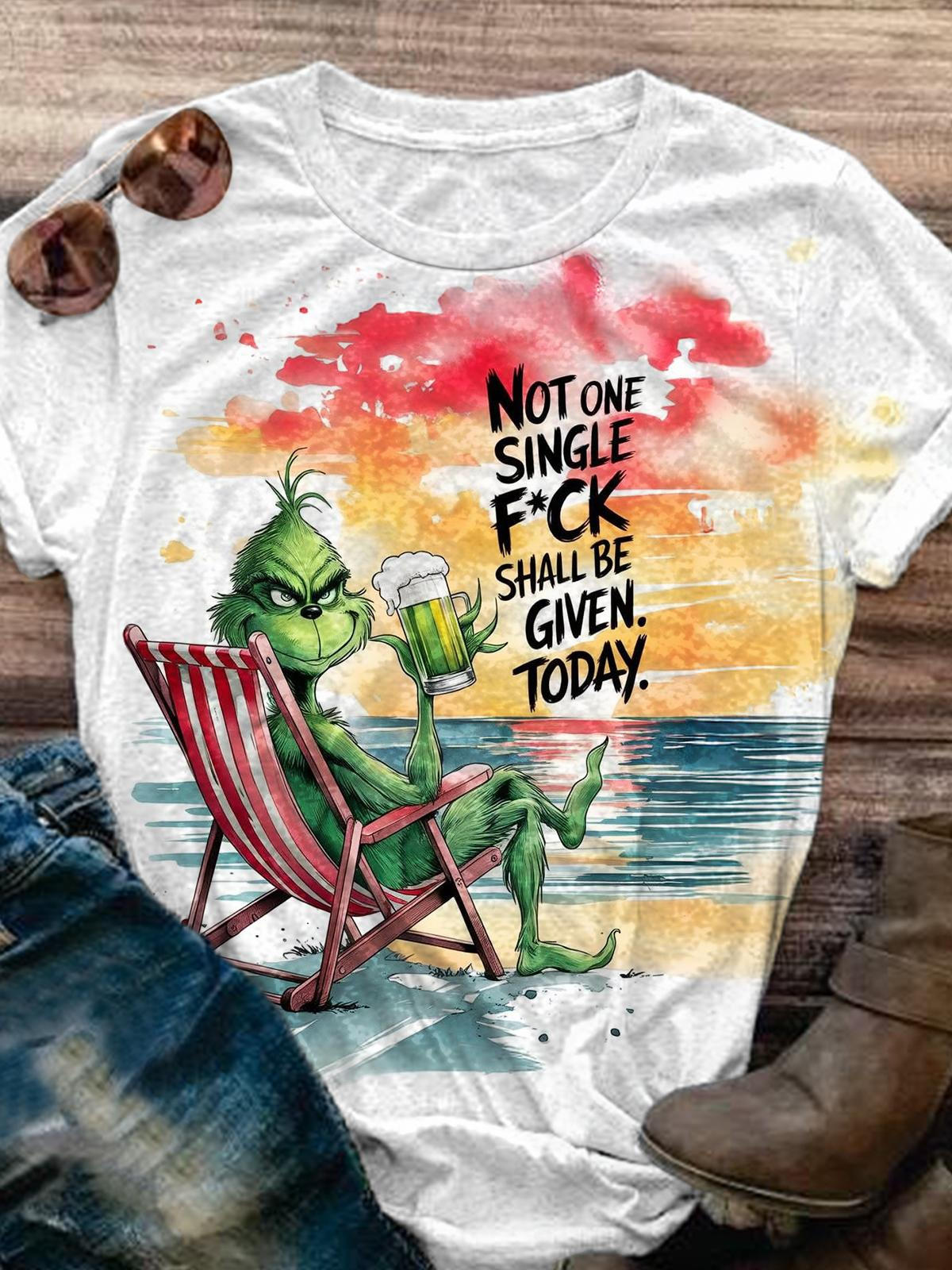 Not One Single Fuck Shall Be Given Today Funny Print T-Shirt