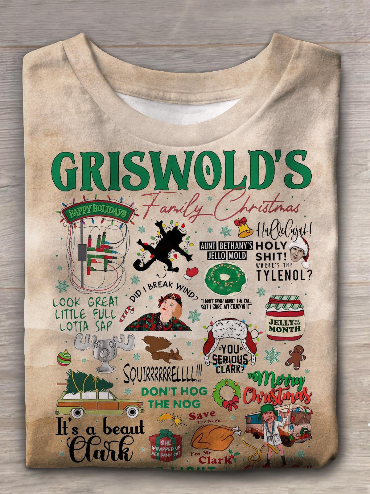 Griswold's Family Christmas Funny Text Print T-shirt