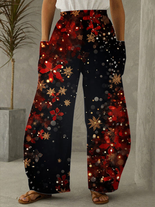 Women's Christmas Decoration Flowers Print Casual Pants