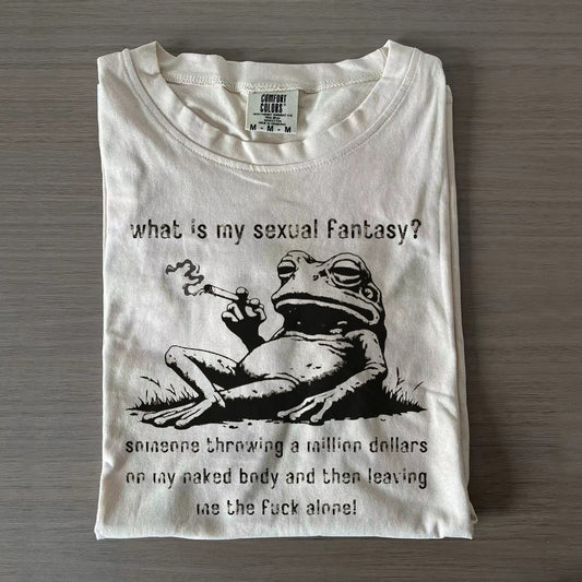 What Is My Sexual Fantasy Frog Funny Word Crew Neck T-shirts