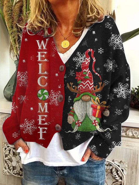 Women's Welcomef Gnome Gnome Cardigan Sweater