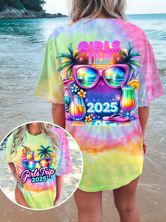 Girls Trip 2025 Tie Dye Crew Neck T-shirt