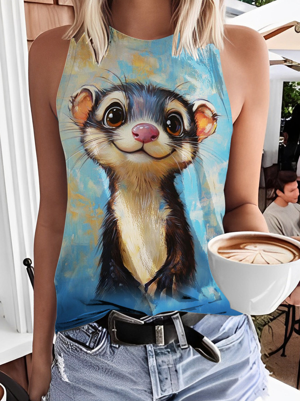 Cute Animal Spring And Summer Vacation Fun Print Vest