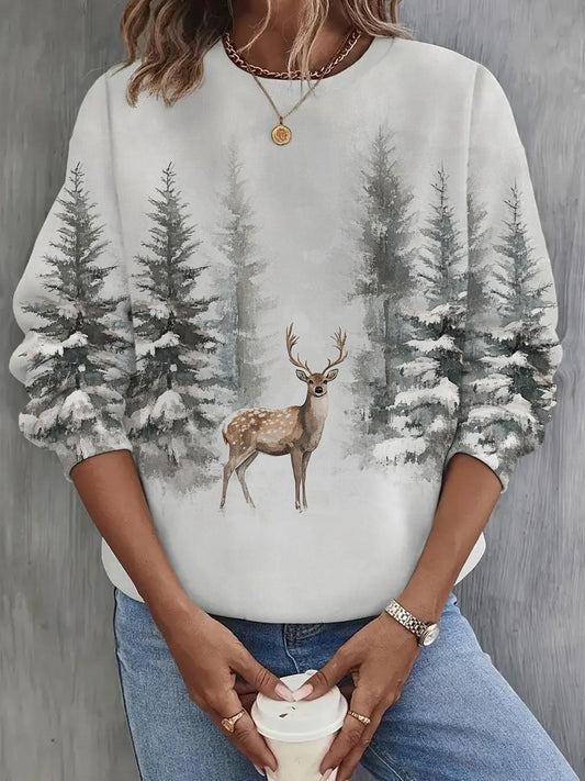 Women's Winter Reindeer Long Sleeve Casual Top